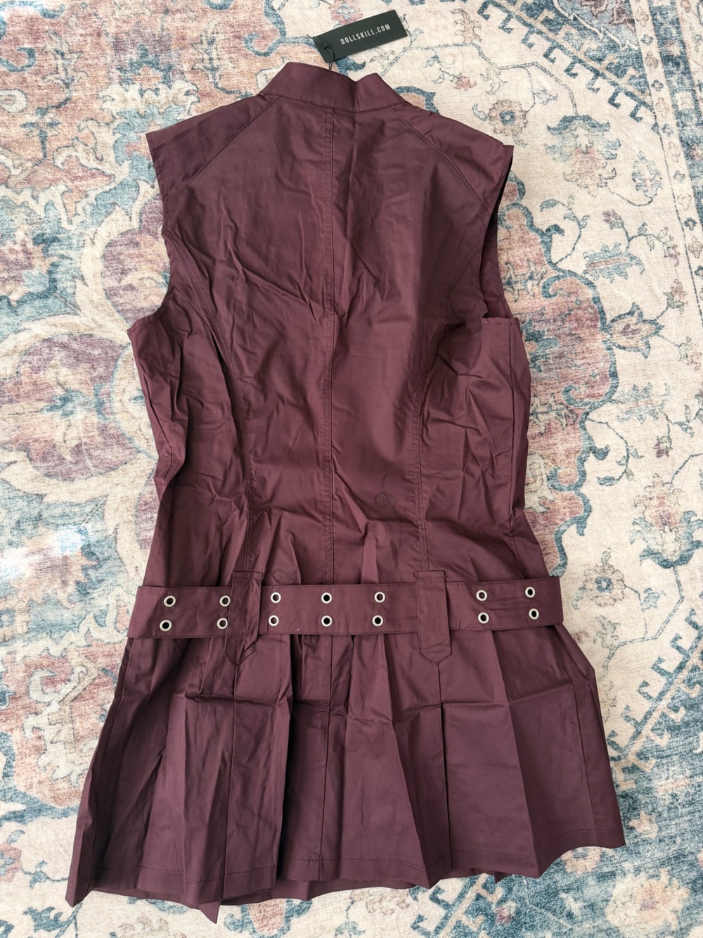 Generation Kiss Burgundy Sleeveless Moto Dress with Silver Hardware - Picture 3 of 3